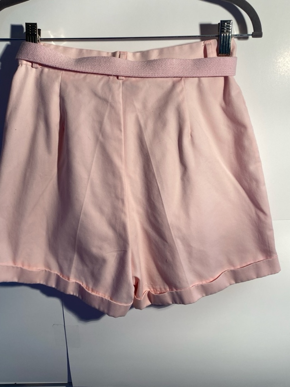 Essentials Pale Pink High-Waist Pleated Shorts